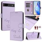 For Google Pixel 6a Smile Embossing RFID Leather Phone Case(Light Purple) - 1