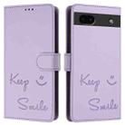 For Google Pixel 6a Smile Embossing RFID Leather Phone Case(Light Purple) - 3