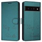 For Google Pixel 6 Pro Smile Embossing RFID Leather Phone Case(Peacock Green) - 3