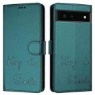 For Google Pixel 6 Smile Embossing RFID Leather Phone Case(Peacock Green) - 3