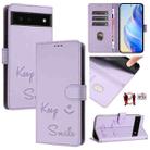 For Google Pixel 6 Smile Embossing RFID Leather Phone Case(Light Purple) - 1