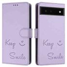 For Google Pixel 6 Smile Embossing RFID Leather Phone Case(Light Purple) - 3