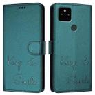 For Google Pixel 5a Smile Embossing RFID Leather Phone Case(Peacock Green) - 3