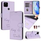 For Google Pixel 5a Smile Embossing RFID Leather Phone Case(Light Purple) - 1