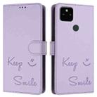 For Google Pixel 5a Smile Embossing RFID Leather Phone Case(Light Purple) - 3