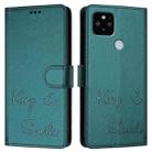 For Google Pixel 5 XL / Pixel 4a 5G Smile Embossing RFID Leather Phone Case(Peacock Green) - 3