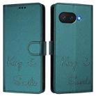 For Google Pixel 9a Smile Embossing RFID Leather Phone Case(Peacock Green) - 3