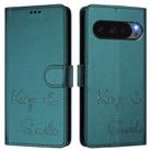For Google Pixel 10 Pro XL 5G Global Smile Embossing RFID Leather Phone Case(Peacock Green) - 2