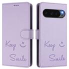For Google Pixel 10 Pro XL 5G Global Smile Embossing RFID Leather Phone Case(Light Purple) - 2