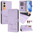 For OnePlus Nord CE4 Lite Smile Embossing RFID Leather Phone Case(Light Purple) - 1