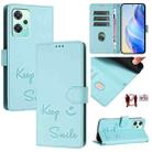 For OnePlus Nord CE 2 Lite 5G Smile Embossing RFID Leather Phone Case(Mint Green) - 1