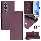 For OnePlus Nord CE4 Smile Embossing RFID Leather Phone Case(Violet) - 1