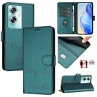 For OnePlus Nord N30 SE Smile Embossing RFID Leather Phone Case(Peacock Green) - 1