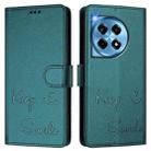 For OnePlus 12R 5G Global Smile Embossing RFID Leather Phone Case(Peacock Green) - 3