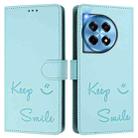 For OnePlus 12 5G Global Smile Embossing RFID Leather Phone Case(Mint Green) - 3