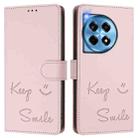 For OnePlus 12 5G Global Smile Embossing RFID Leather Phone Case(Pink) - 3