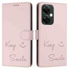 For OnePlus Nord CE3 Smile Embossing RFID Leather Phone Case(Pink) - 3