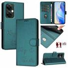 For OnePlus Nord CE3 Smile Embossing RFID Leather Phone Case(Peacock Green) - 1