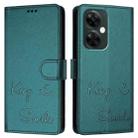 For OnePlus Nord CE3 Smile Embossing RFID Leather Phone Case(Peacock Green) - 3