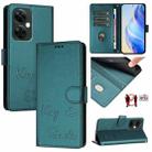 For OnePlus Nord CE 3 Lite / Nord N30 Smile Embossing RFID Leather Phone Case(Peacock Green) - 1