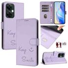 For OnePlus Nord CE 3 Lite / Nord N30 Smile Embossing RFID Leather Phone Case(Light Purple) - 1