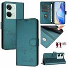 For OnePlus Ace 2V / Nord 3 Smile Embossing RFID Leather Phone Case(Peacock Green) - 1