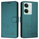 For OnePlus Ace 2V / Nord 3 Smile Embossing RFID Leather Phone Case(Peacock Green) - 3