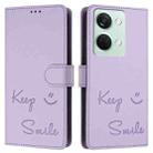 For OnePlus Ace 2V / Nord 3 Smile Embossing RFID Leather Phone Case(Light Purple) - 3