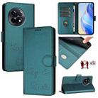 For OnePlus 11R 5G Global Smile Embossing RFID Leather Phone Case(Peacock Green) - 1