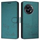 For OnePlus 11R 5G Global Smile Embossing RFID Leather Phone Case(Peacock Green) - 3