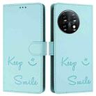 For OnePlus 11 Smile Embossing RFID Leather Phone Case(Mint Green) - 3