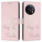 For OnePlus 11 Smile Embossing RFID Leather Phone Case(Pink) - 3