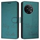 For OnePlus 11 Smile Embossing RFID Leather Phone Case(Peacock Green) - 3