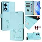 For OnePlus Nord N300 Smile Embossing RFID Leather Phone Case(Mint Green) - 1