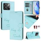 For OnePlus Ace Pro / 10T Smile Embossing RFID Leather Phone Case(Mint Green) - 1