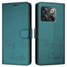 For OnePlus Ace Pro / 10T Smile Embossing RFID Leather Phone Case(Peacock Green) - 3