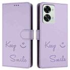 For OnePlus Nord 2T Smile Embossing RFID Leather Phone Case(Light Purple) - 3