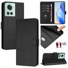 For OnePlus 10R / Ace Smile Embossing RFID Leather Phone Case(Black) - 1