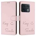 For OnePlus 10 Pro Smile Embossing RFID Leather Phone Case(Pink) - 3