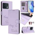 For OnePlus 10 Pro Smile Embossing RFID Leather Phone Case(Light Purple) - 1