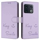 For OnePlus 10 Pro Smile Embossing RFID Leather Phone Case(Light Purple) - 3