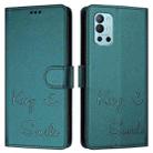 For OnePlus 9R / 8T Smile Embossing RFID Leather Phone Case(Peacock Green) - 3