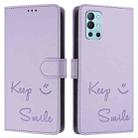 For OnePlus 9R / 8T Smile Embossing RFID Leather Phone Case(Light Purple) - 3