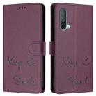 For OnePlus Nord CE 5G Smile Embossing RFID Leather Phone Case(Violet) - 3