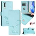 For OnePlus Nord 2 5G Smile Embossing RFID Leather Phone Case(Mint Green) - 1