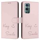 For OnePlus 9 Pro Smile Embossing RFID Leather Phone Case(Pink) - 3