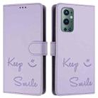 For OnePlus 9 Pro Smile Embossing RFID Leather Phone Case(Light Purple) - 3