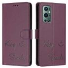 For OnePlus 9 Pro Smile Embossing RFID Leather Phone Case(Violet) - 3