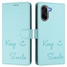 For OnePlus Ace 5 Racing Smile Embossing RFID Leather Phone Case(Mint Green) - 2