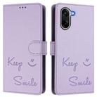 For OnePlus Ace 5 Racing Smile Embossing RFID Leather Phone Case(Light Purple) - 2